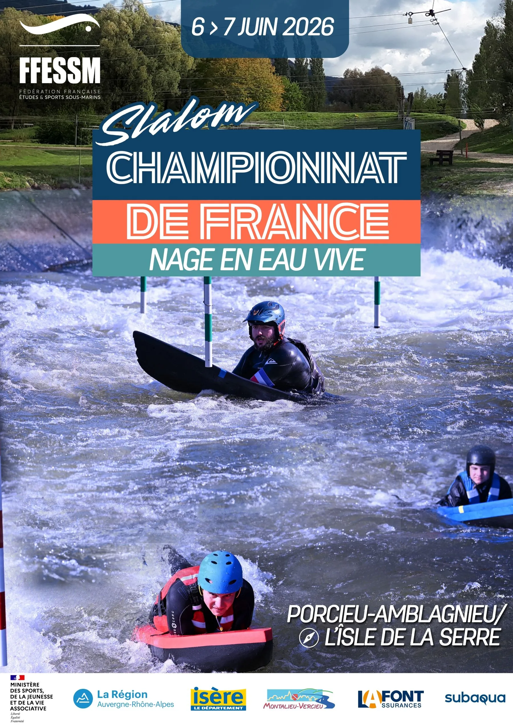 Compétition de nage en eau vive slalom dimanche 7 juin 2026